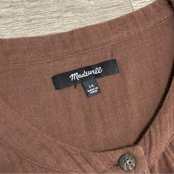 Madewell Lightspun Lightweight Gauze Tapered-Leg Jumpsuit Hot Cocoa Brown Sz 14 - Picture 6 of 9